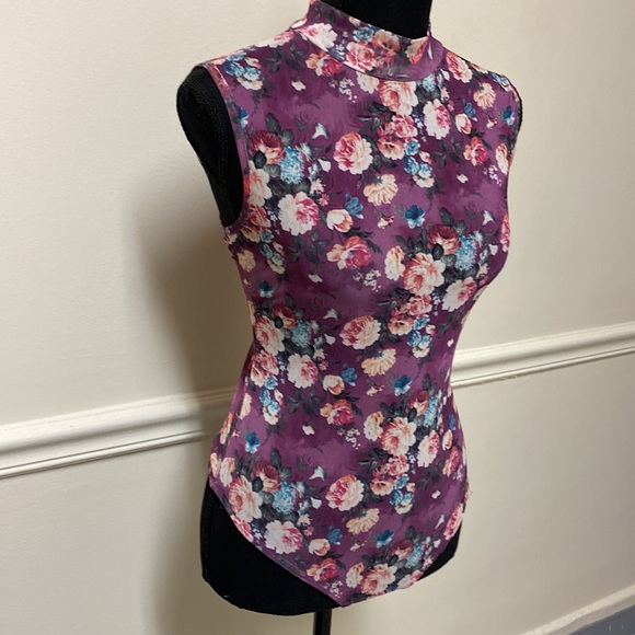 Purple Mesh Floral Bodysuit - Picture 8 of 16